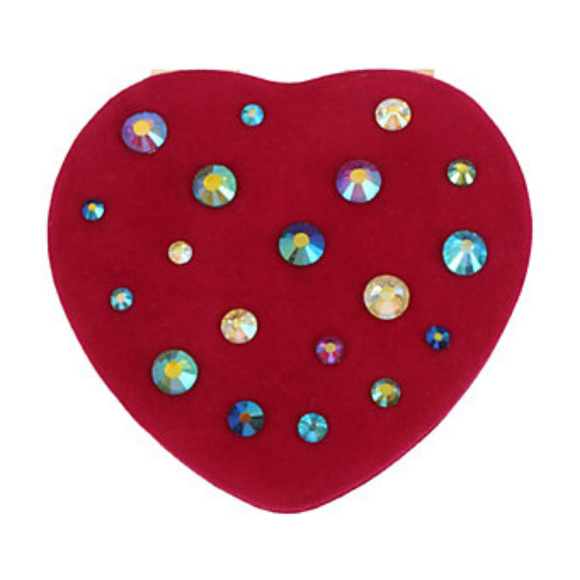 Betsey Johnson Accessories - BETSEY JOHNSON Heart Shaped Compact Multicolor Studded Mirror